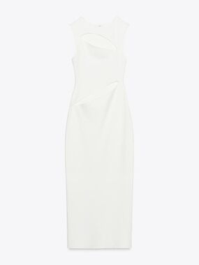 Zara White Sleeveless Maxi Dress with Cutout Details